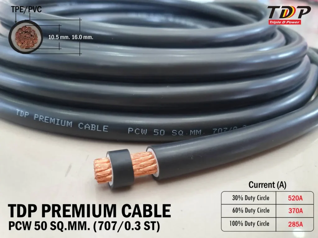 สายไฟแบตเตอรี่ TDP PREMIUM CABLE ขนาด 50 SQ.MM
707/0.3 (RoHs)